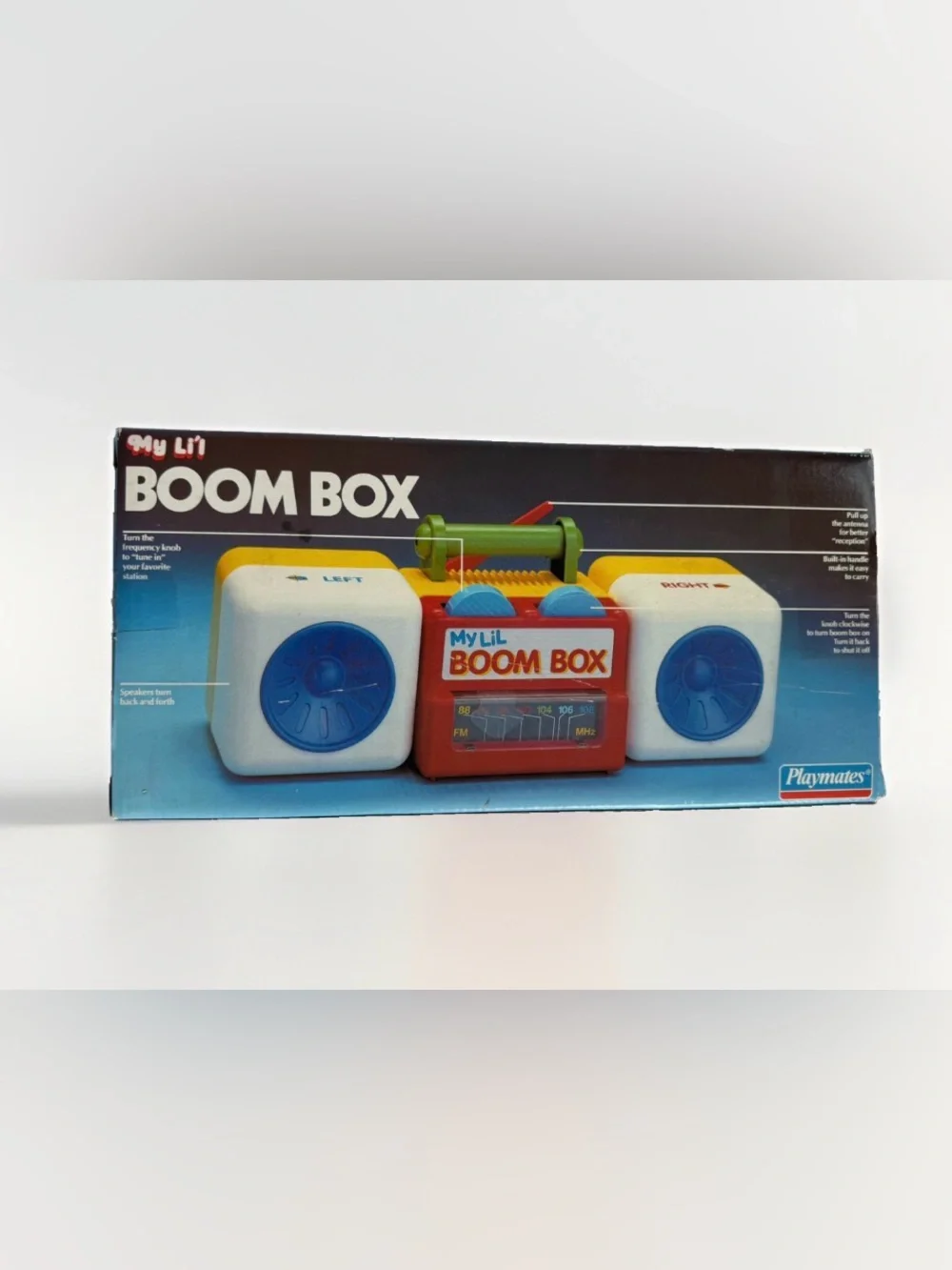 Vintage 1989 Playmates My Li'l Boom Box Musical Radio Toy Original Box Works